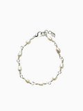 Silver Classic Pearl and Mother of Pearl Bracelet on a white background.